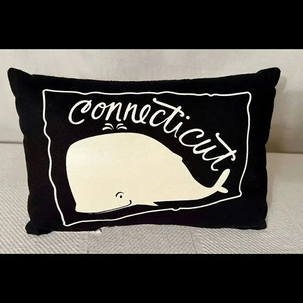 Primitives by Kathy Plush Connecticut Pillow Home Decor Black White NWOT.